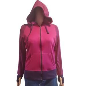 Nike Size S Therma Fit Zip Up Jacket Magenta Burgundy Thumb Hole Mock Neck